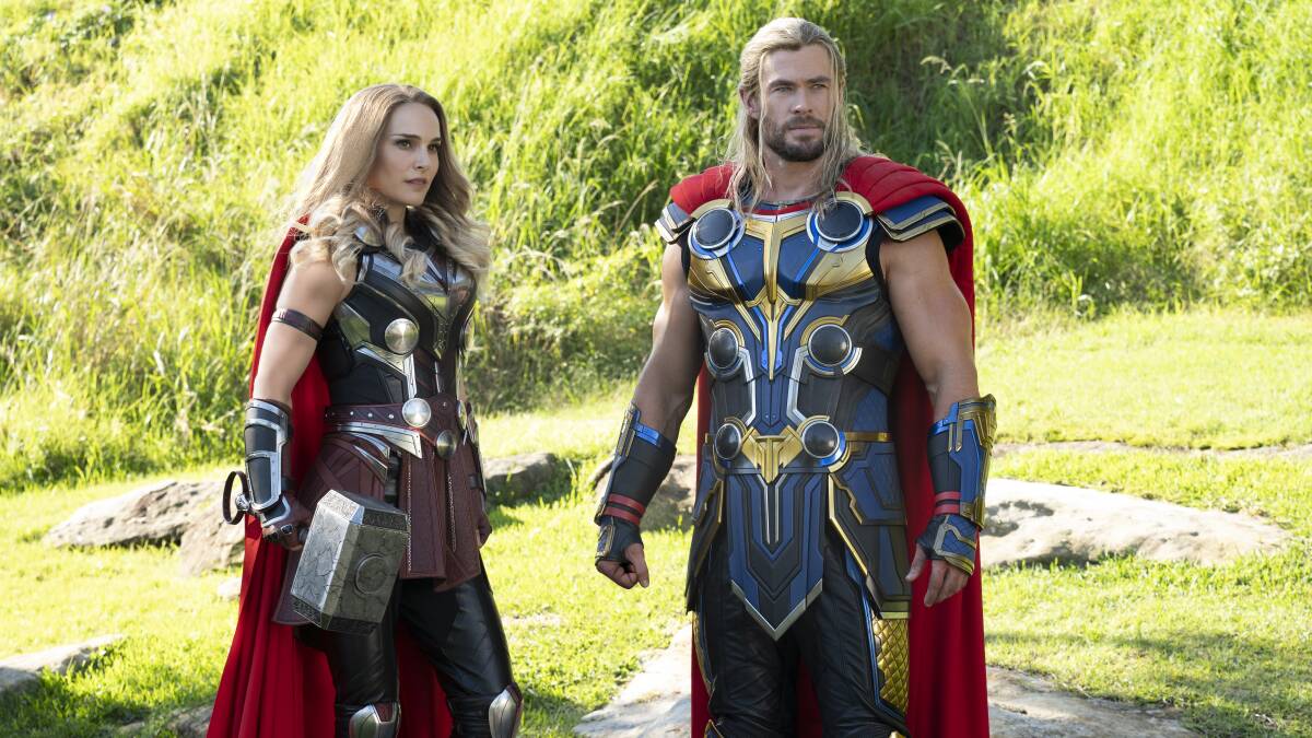 Natalie Portman as Mighty Thor and Chris Hemsworth as Thor in Thor: Love and Thunder. Picture: Jasin Boland/Marvel Studios