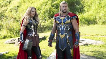 Natalie Portman as Mighty Thor and Chris Hemsworth as Thor in Thor: Love and Thunder. Picture: Jasin Boland/Marvel Studios