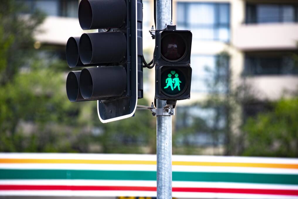 The same-sex pedestrian light in Braddon. Picture: Sitthixay Ditthavong