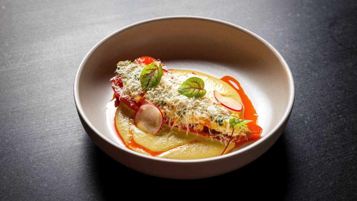 Banana pepper with corn, creme fraiche, gruyere cheese. Picture: Sitthixay Ditthavong