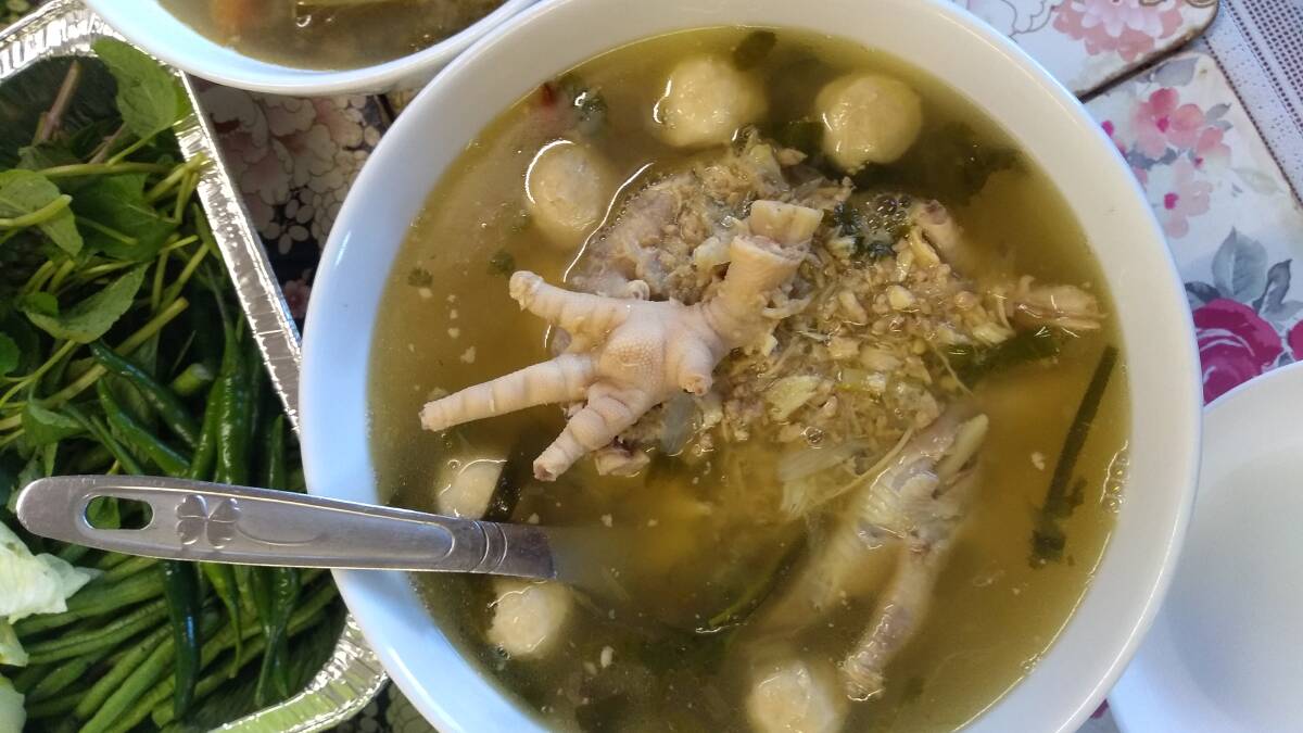  Sour chicken soup served at the Lao temple in Kambah. Picture: Jim Laity