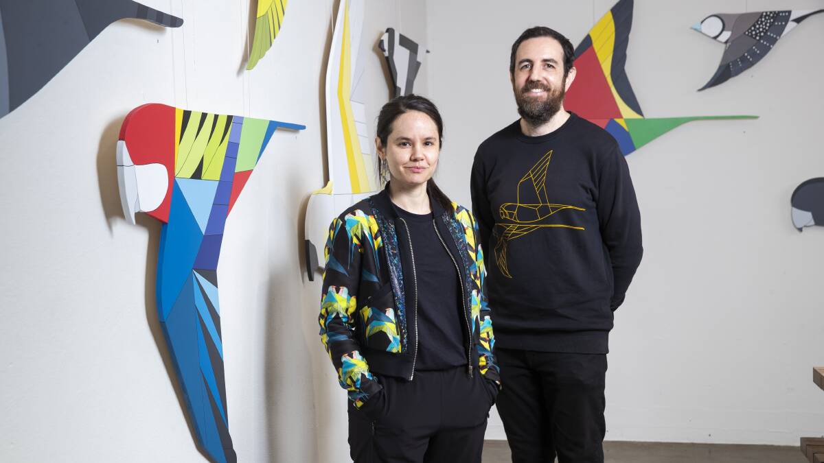 Camila De Gregorio and Chris Macaluso of Eggpicnic in the Between You and Me exhibition. Picture: Keegan Carroll
