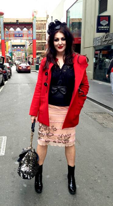 Alannah Hill with her handbag of happiness - a $4000 Miu Miu bag. Picture: Supplied