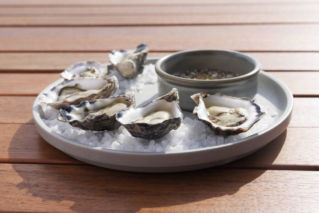 Pambula Oyster Co rock oysters with 15-year-old muscatel mignonette. Picture by Keegan Carroll