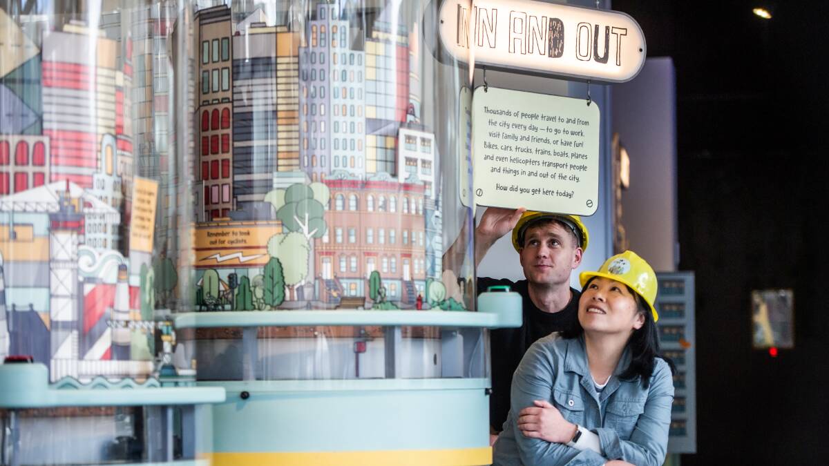 CMAG assistant director of visitor experience Michael Bailey with acting director Anna Wong inside the new kids' exhibition, How Cities Work. Picture by Karleen Minney