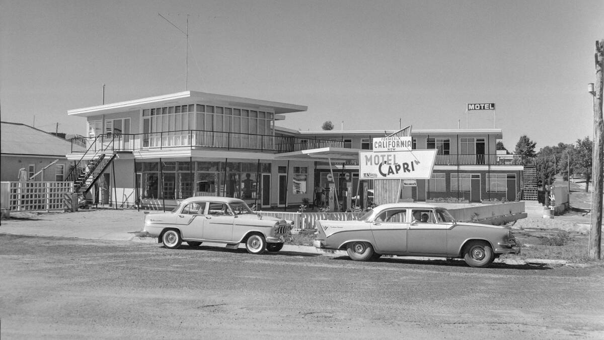 When the California Motel opened in Bathurst it was fashionable for early motels in Australia to adopt an American name. At some point the owner changed the name to Motel Capri, pictured here in 1960. Picture: National Archives of Australia