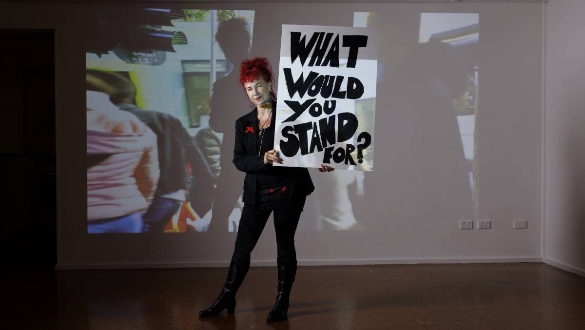 Isobelle Carmody's interactive installation, What Would You Stand For? is on at Gorman Arts Centre. Picture by Keegan Carroll