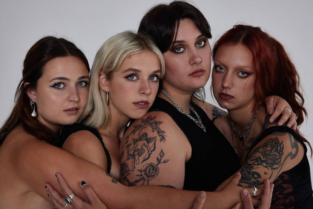 Teen Jesus and the Jean Teasers - Neve van Boxsel, Jaida Stephenson, Anna Ryan, and Scarlett McKahey - are set to tour with The Foo Fighters. Picture by Michelle Pitiris