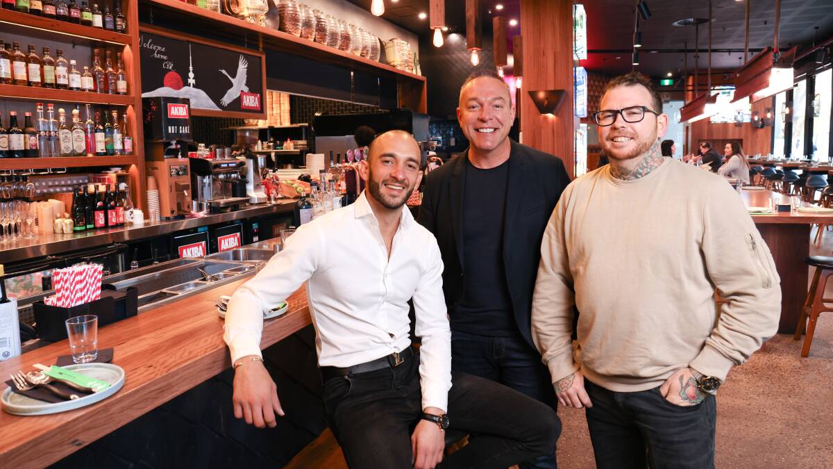 Akiba operations manager, Chase Stramarcos, general manager Rod Lawson and executive chef Brendan Hill. Picture: James Croucher