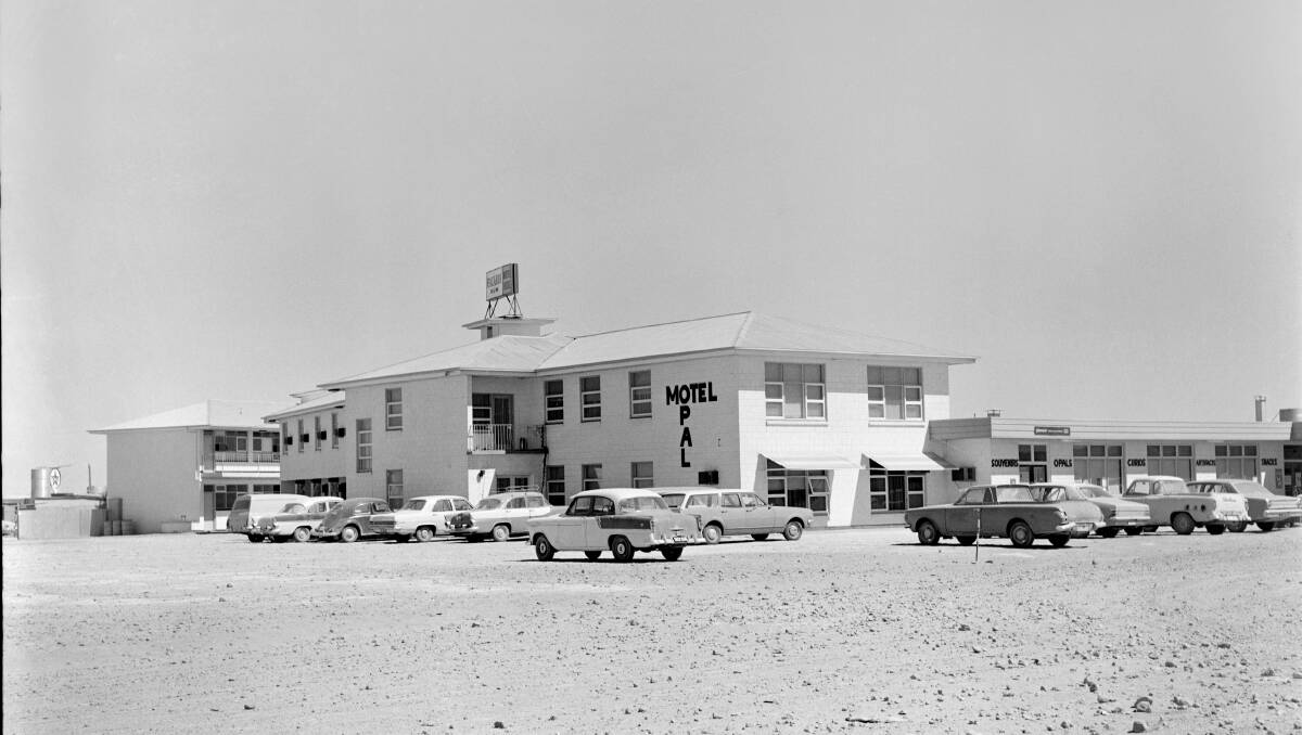 The Opal Inn Motel in Coober Pedy in 1971. It offered basic accommodation for travellers undertaking the dusty trip on the unsealed Stuart Highway. Picture: National Archives of Australia