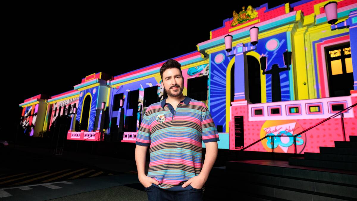 Artist James Hillier, otherwise known as Nordacious, outside of the Museum of Australian Democracy Enlighten projections. Picture by Sitthixay Ditthavong