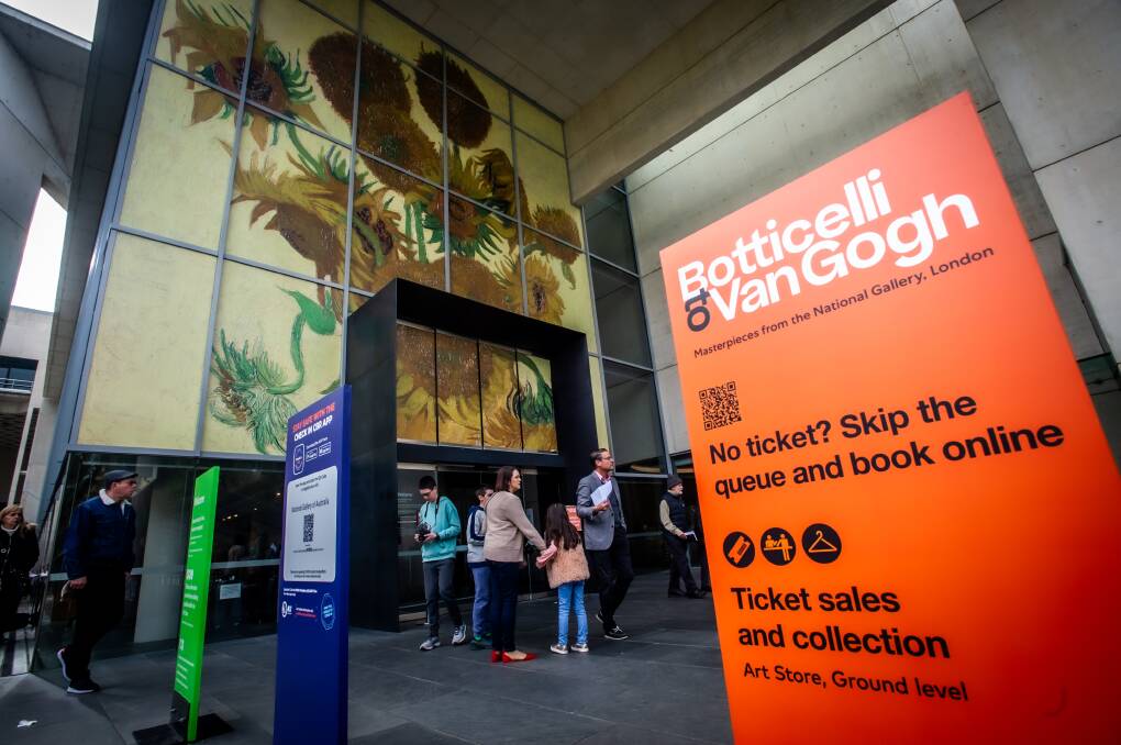 Canberrans visit the Boticelli to Van Gogh exhibition for the last day at the National Gallery of Australia. Picture: Karleen Minney
