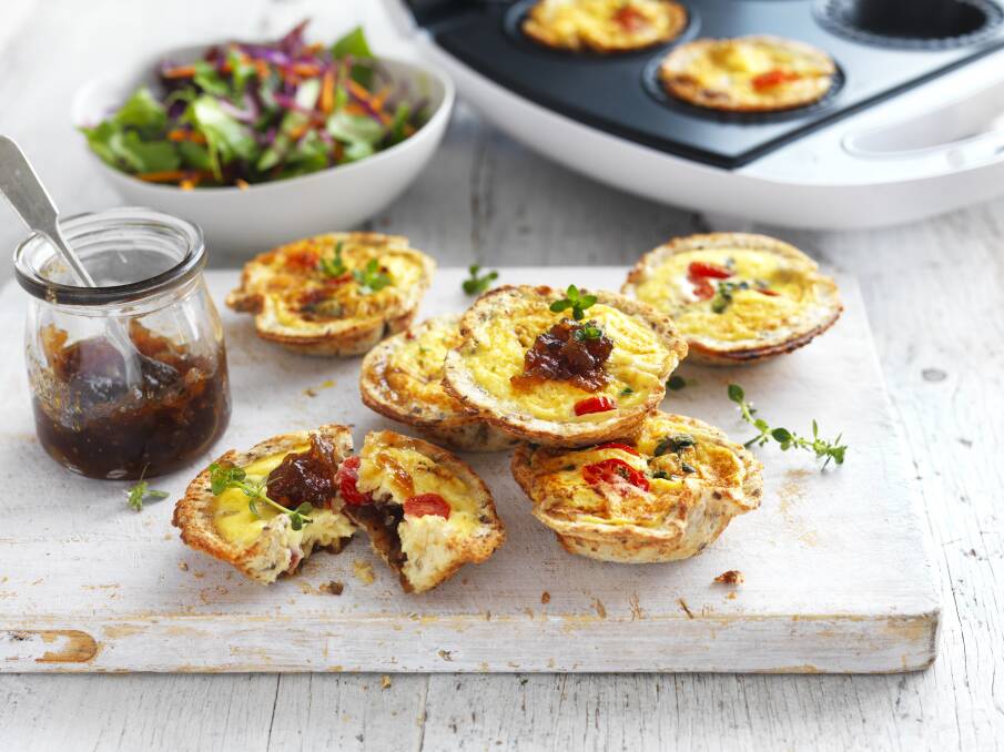 Caramelised onion, tomato and thyme tarts. Picture: Supplied