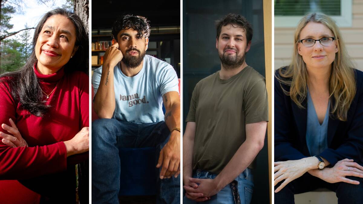 Merlinda Bobis, Omar Musa, Dylan van den Berg and Lucy Neave are among the finalists for the ACT Book of the Year. Pictures by Elesa Kurtz, Karleen Minney and Hilary Wardhaugh