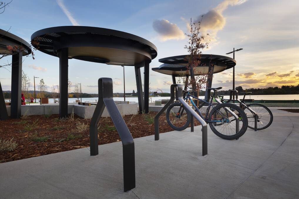 The Formswell-designed bike racks that are inspired by Parliament House. Picture: Supplied