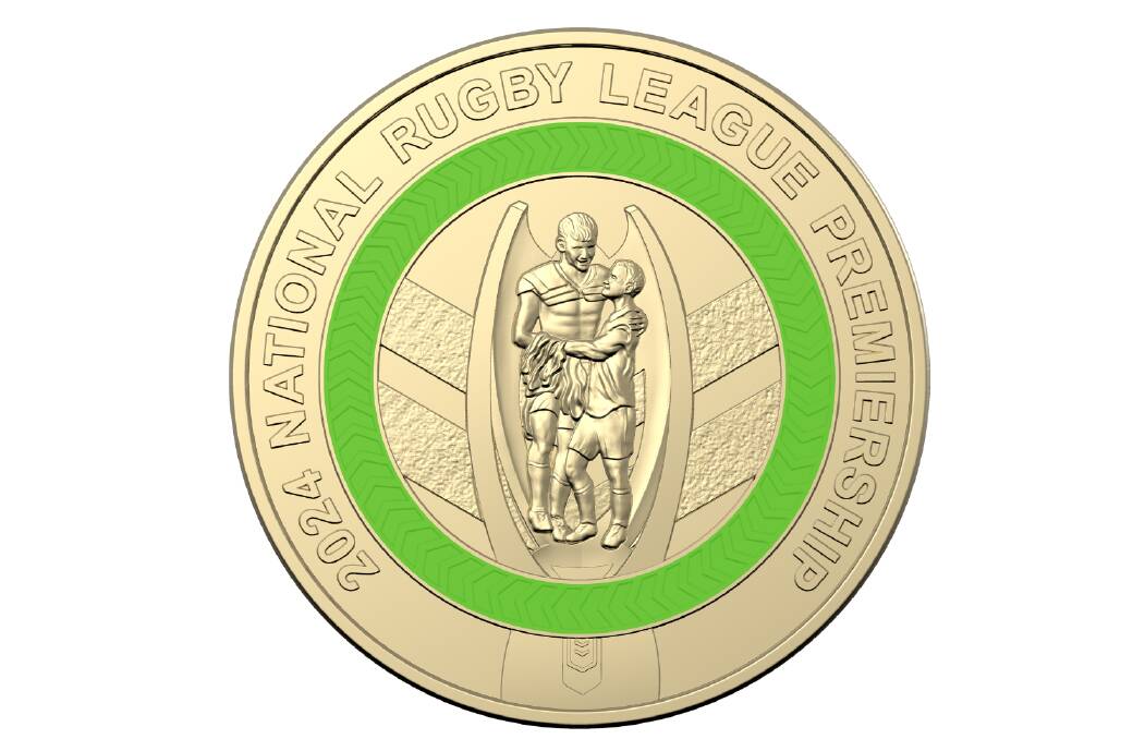 The NRL $2 coin that will be in circulation. Picture supplied