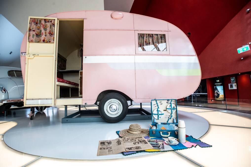 The Propert Trailaway caravan on display in the Gandel Atrium at the National Museum of Australia. Picture by Karleen Minney