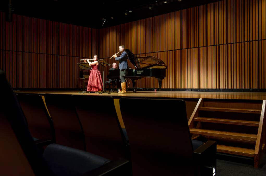 The Snow Concert Hall artistic director and flautist Ana de la Vega (right) with mentee, Illona Gray. Picture by Elesa Kurtz