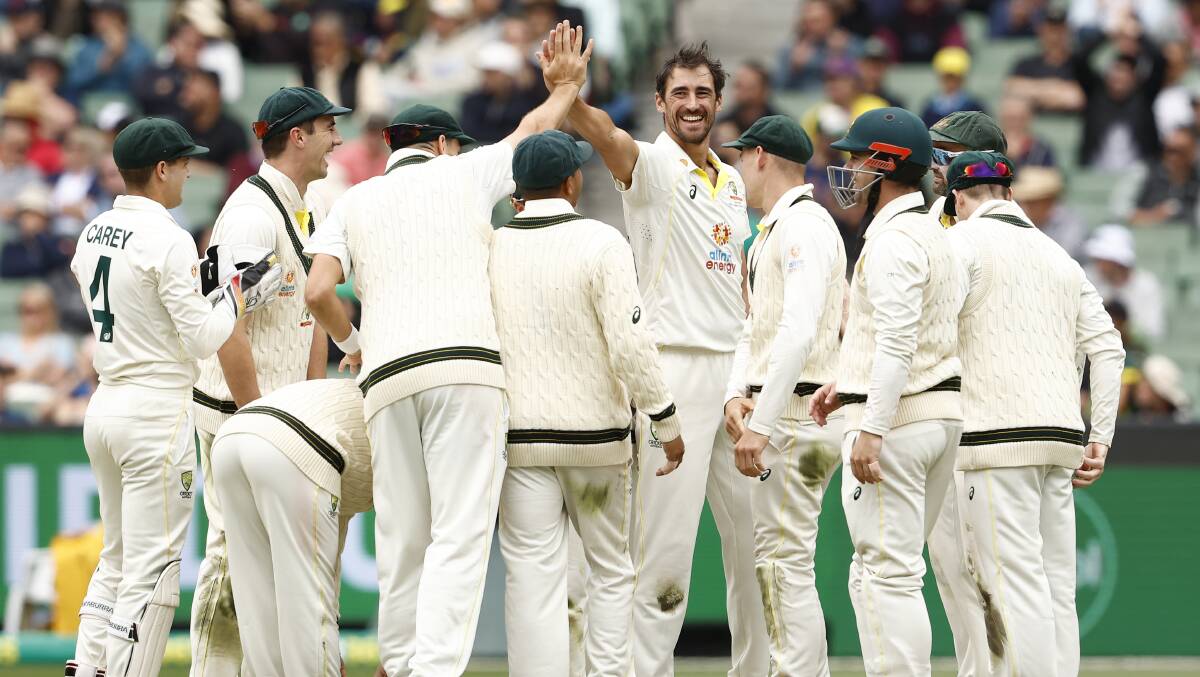 Mitchell Starc bowled through pain in the third innings of the Boxing Day Test. Picture Getty Images