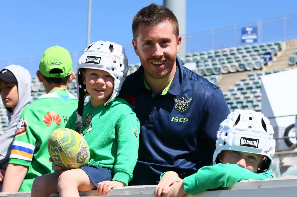 Mini Jarrod Croker fans at the Raiders' open training session. Picture: NRL Images
