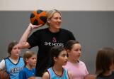 Lauren Jackson at the She Hoops camp at Tuggeranong on Wednesday. Picture by Elesa Kurtz