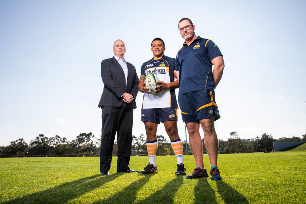 The Brumbies brainstrust of Phil Thomson, Allan Alaalatoa and Dan McKellar believe there's a bright future for rugby. Picture: Getty Images