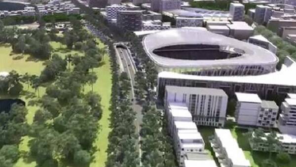 One of the early design options for a new Canberra stadium in Civic.