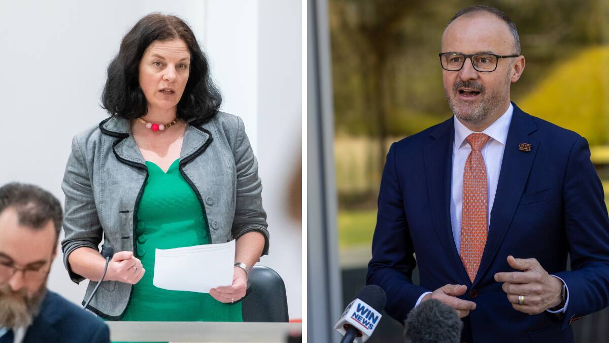 Jo Clay, left, and ACT Chief Minister Andrew Barr, right, are set to clash over fossil fuel advertising.