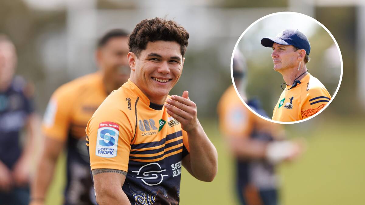 Noah Lolesio, main, is yet to make a call on his Super Rugby future. Picture by Keegan Carroll