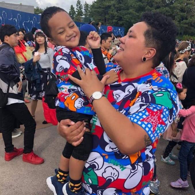 Christian Lealiifano's sister Sally with his son Jeremih. Picture: Supplied