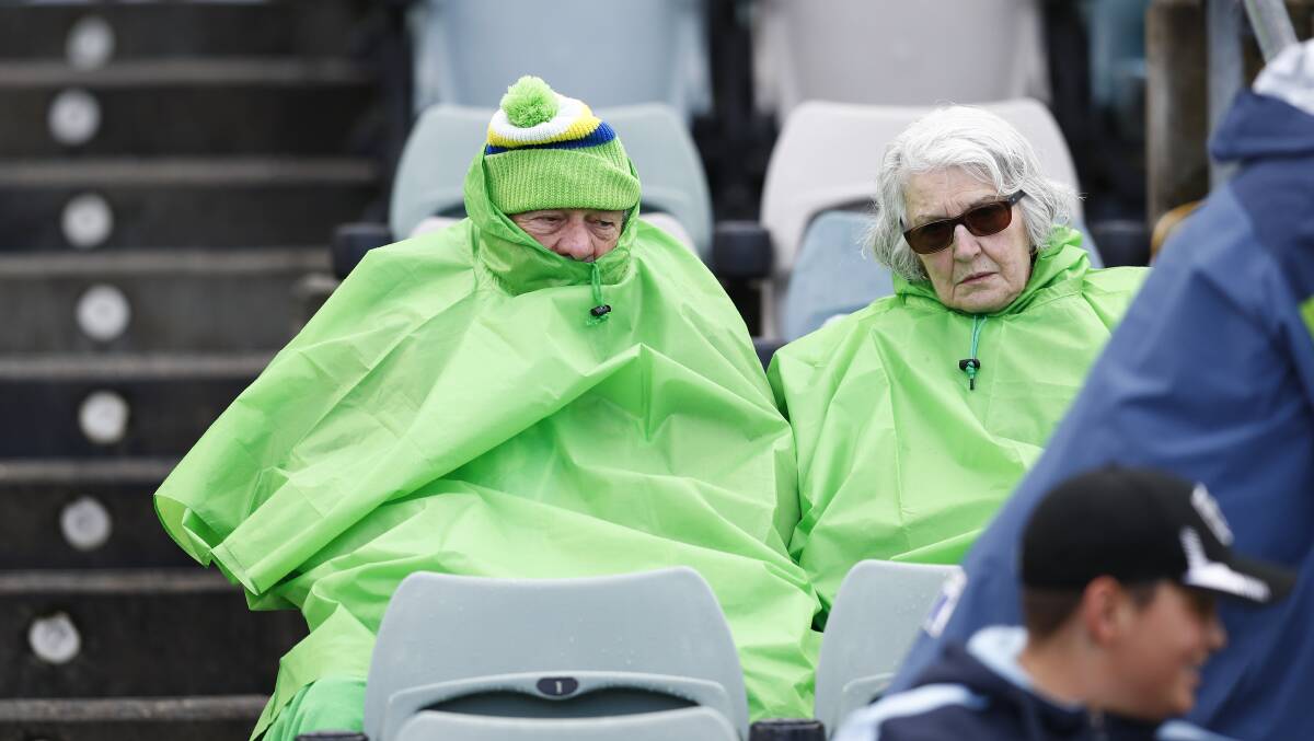 Raiders fans had to rug up on Saturday. Picture: Keegan Carroll