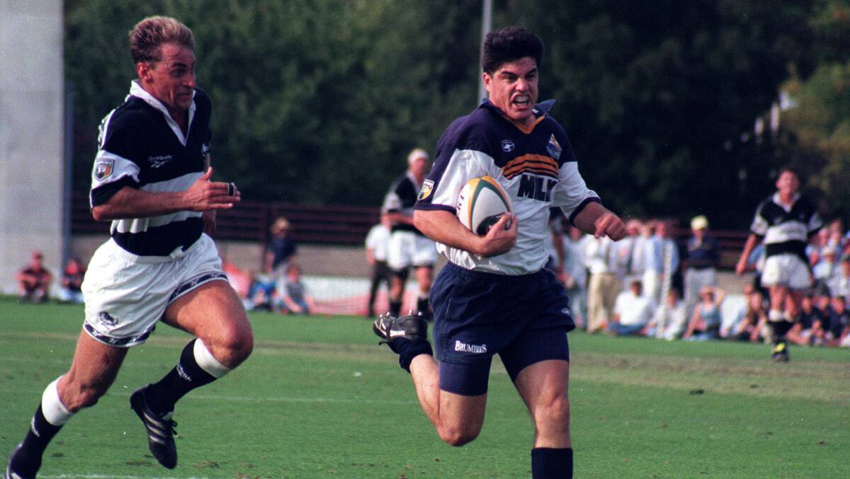 The Brumbies played the Sharks at Manuka Oval in 1996. Picture by Andrew Dawson