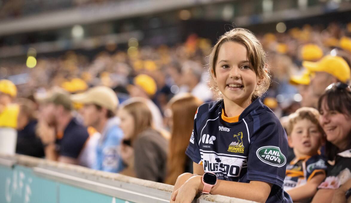 Nine-year-old Bella Cantwell represents the next generation of Brumbies fans. Picture: Sitthixay Ditthavong