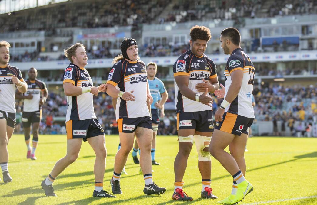 The Brumbies scored seven tries against the Waratahs. Picture: Sitthixay Ditthavong