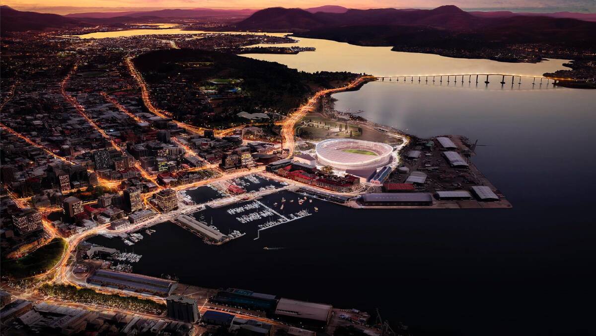 An artist's impression of the proposed new $715m Hobart stadium. Picture supplied