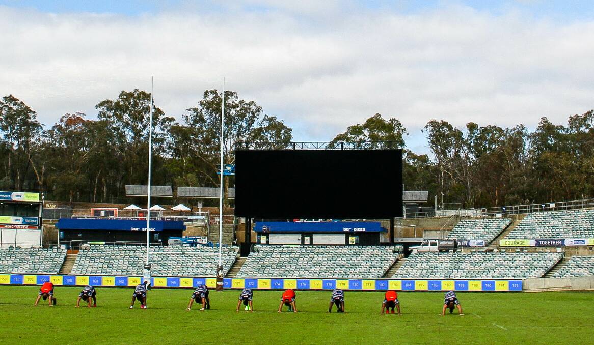 The stadium was a new feature at Brumbies training on Friday. Picture: Brumbies media