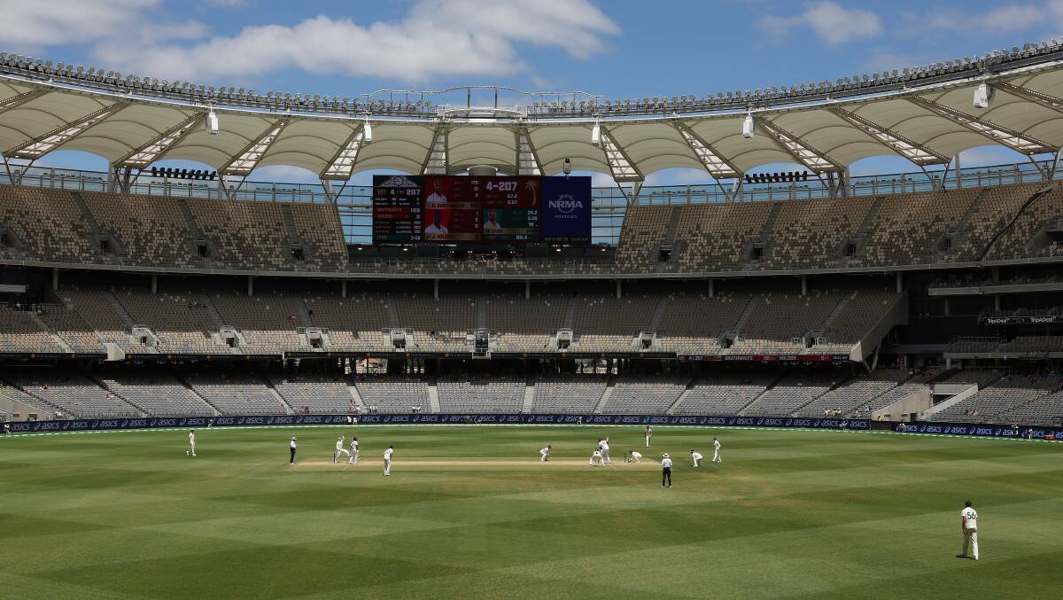 Empty stands at the first Test of the summer between Australia and the West Indies. Picture Getty Images