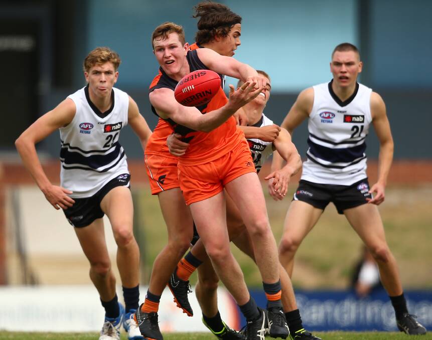 Tom Green, centre, is expected to be taken high in the AFL draft. Picture: Getty Images