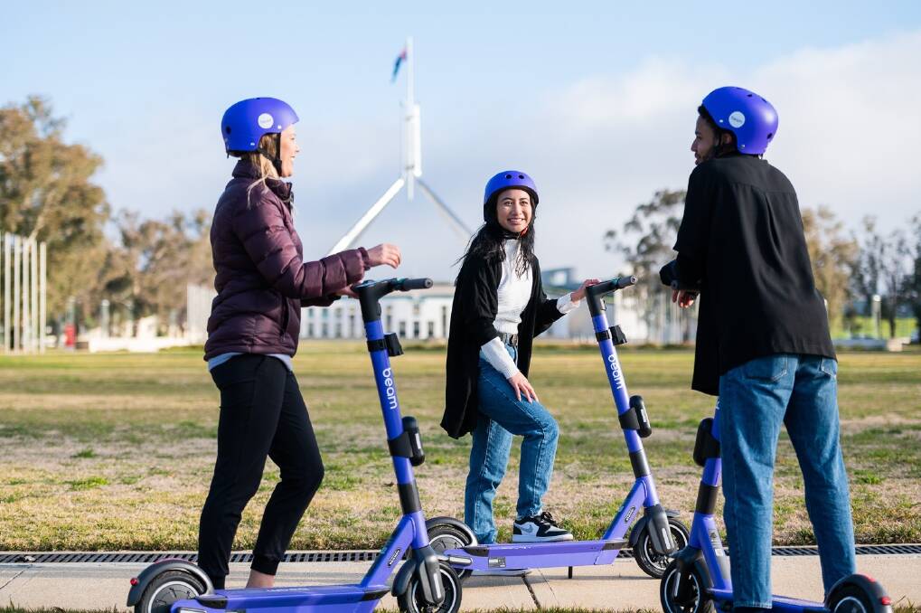 More than 700 Beam e-scooters will be available for hire in Canberra as part of a shared rental scheme f. Picture: Supplied