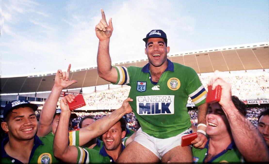 Mal Meninga after winning the 1994 grand final in his last game. Picture: NRL Images