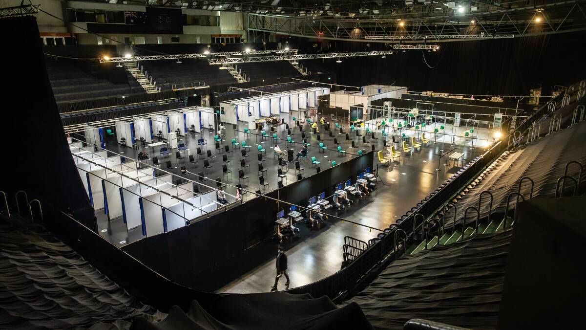 The AIS Arena was temporarily reopened to be used as a mass vaccination clinic during the COVID-19 pandemic. Picture by Karleen Minney
