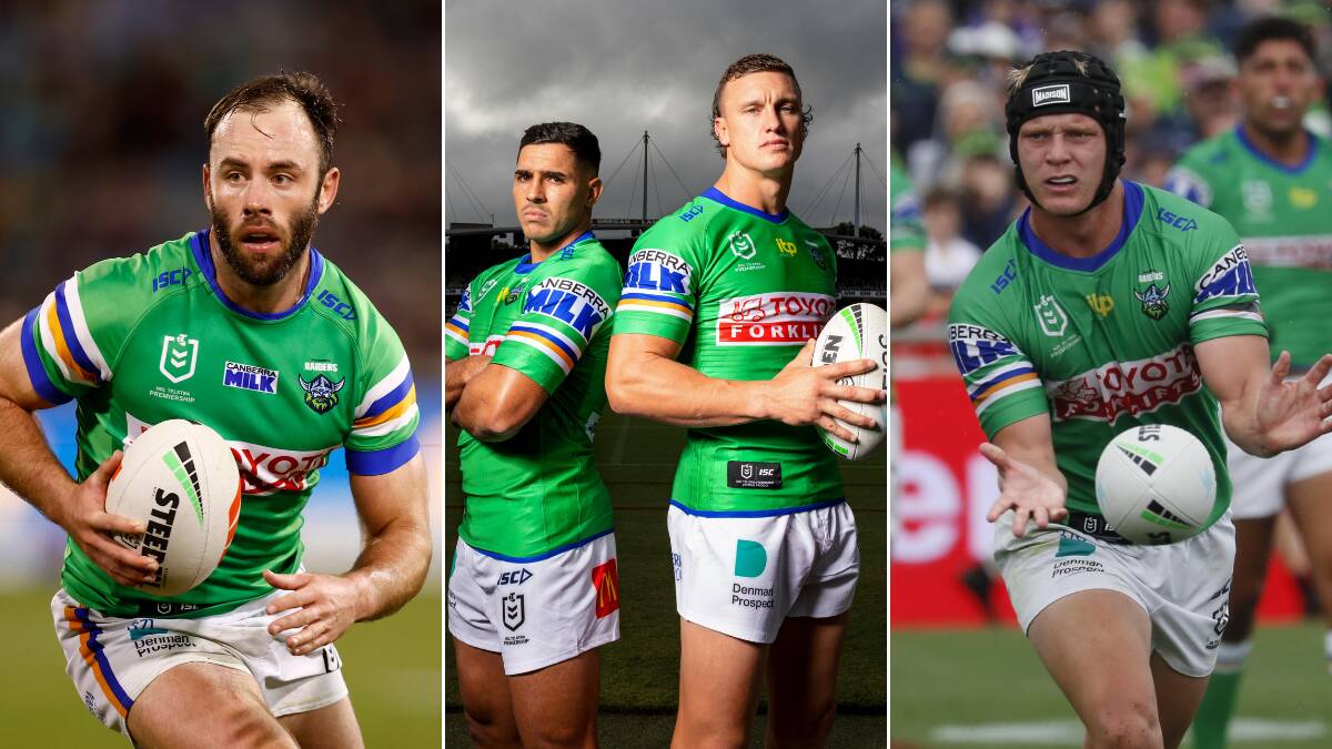 Three of the four Raiders halves this year will leave the club at the end of the season. Matt Frawley, left, is going to England, Brad Schneider, right, is set to join Penrith and Jack Wighton is moving to South Sydney. Pictures by Sitthixay Ditthavong