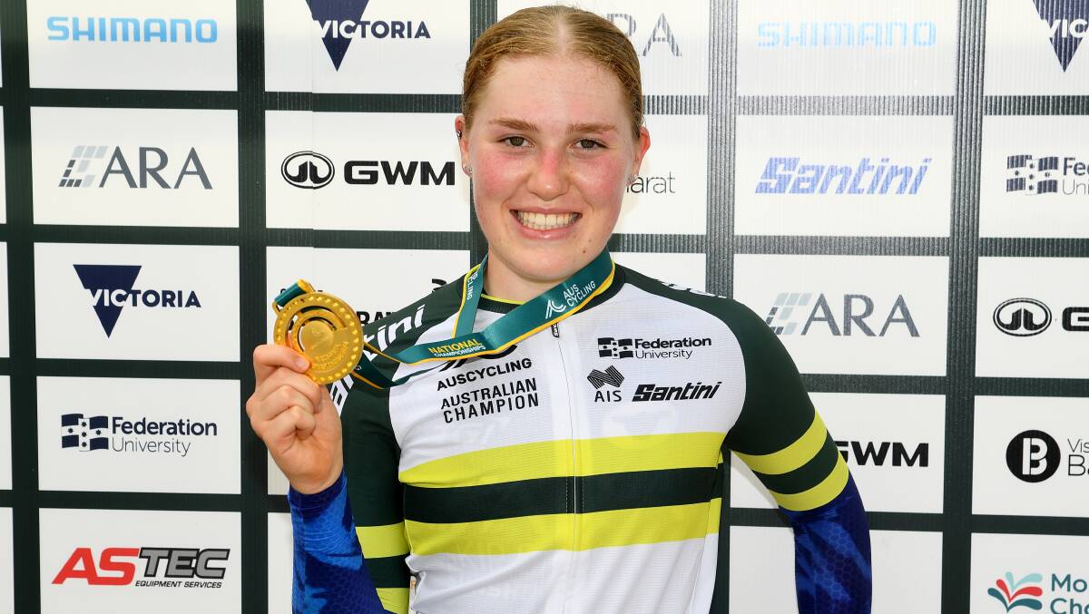 Lauren Bates won the under-19s time trial title. Picture Josh Chadwick/Aus Cycling