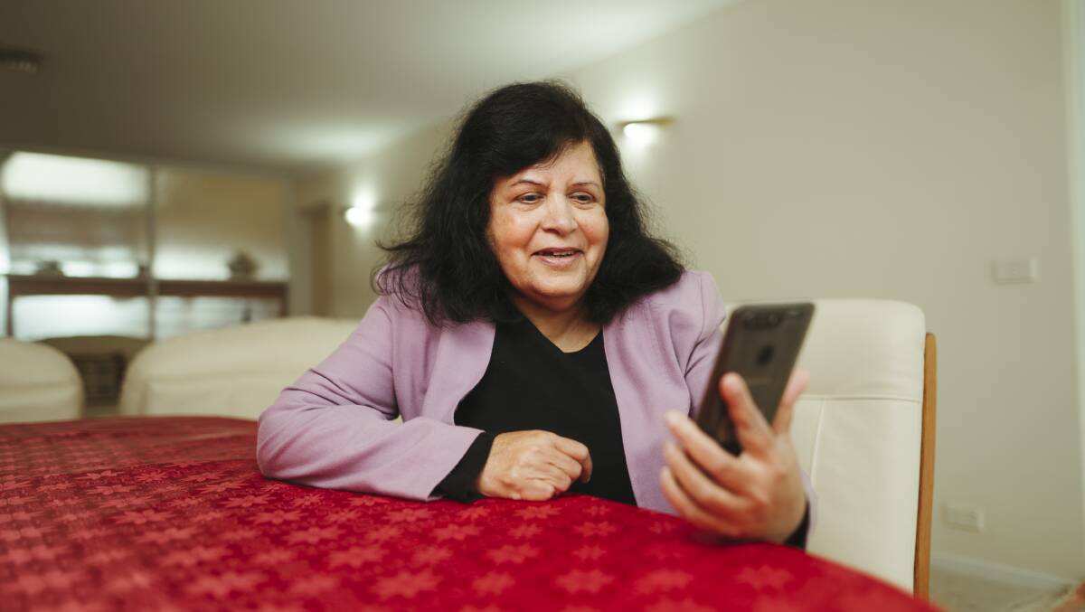 Grandmother Shashi Amar has only seen her grandsons on video calls for the past two months due to COVID. Picture: Dion Georgopoulos