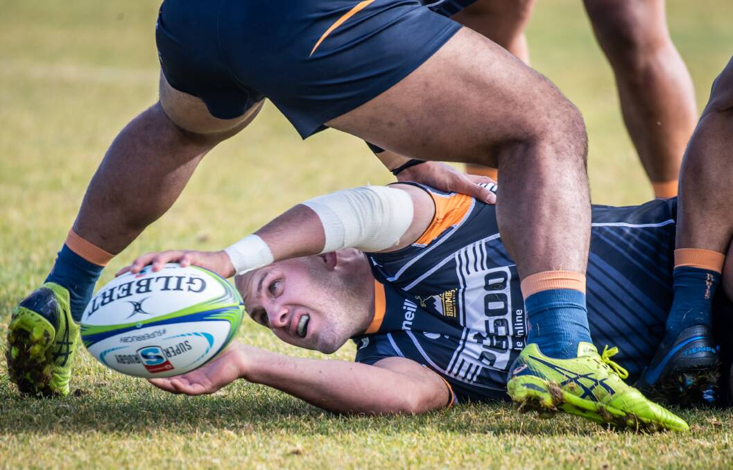 Lachlan McCaffrey trained with his Brumbies teammates on what was supposed to be his wedding day last week. Picture: Karleen Minney
