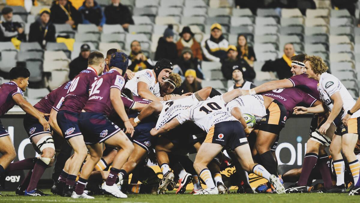The Brumbies scored two first-half maul tries against the Reds. Picture: Dion Georgopoulos