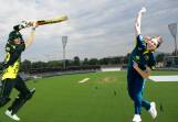 The Australian women's team, right, will return to Manuka Oval next summer but the men's team will bypass the capital. Pictures by Keegan Carroll