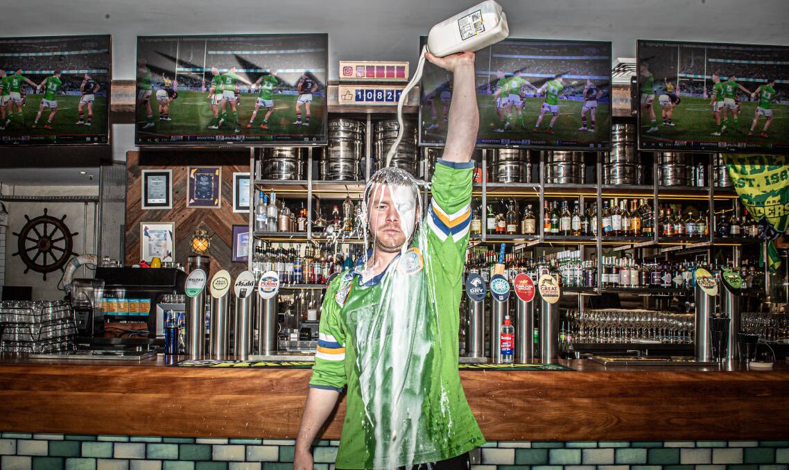 Raiders fan Jack Pettit is starting a new milk craze. Picture: Karleen Minney
