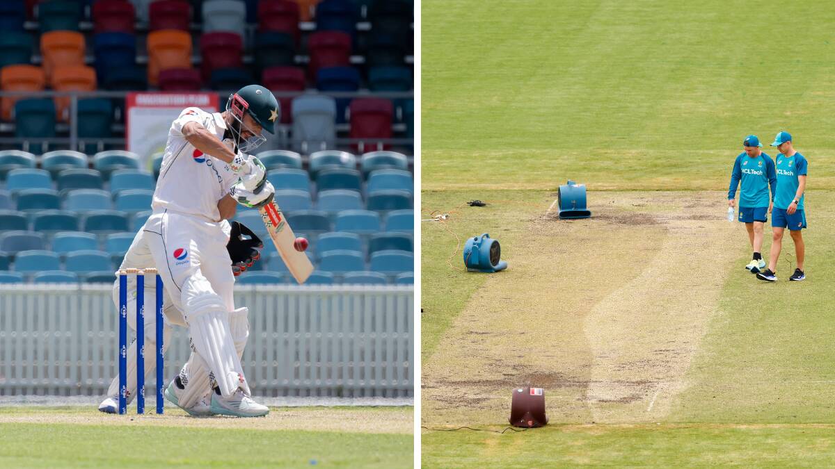 Pakistan has accused Manuka Oval curators of deliberately preparing a slow pitch in Canberra. Pictures by Elesa Kurtz, Keegan Carroll