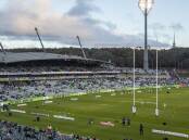 There's only a limited number of seats undercover at Canberra Stadium, resulting in a lower than hoped crowd last night. Picture: Keegan Carroll